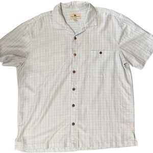 Island Shores Mens Hawaiian Shirt in Light Blue Plaid XL Resortwear, casual wear